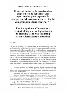 El reconocimiento de la naturaleza como sujeto de derechos: una oportunidad para repensar la planeación del ordenamiento territorial como función administrativa