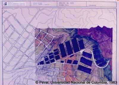 Detalle de mapa de topografia del programa de vivienda
Peval, 1983
Palabras clave: LOTES CON SERVICIOS KENNEDY