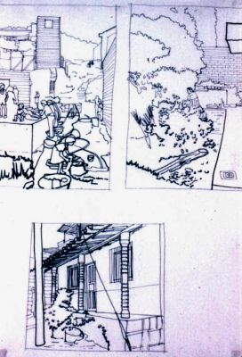 Dibujos de perspectivas del barrio Popular
CEHAP
PEVAL 1985
Palabras clave: BARRIOS