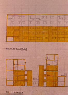 Fachada y corte bifamiliar, Ciudad Bachue
CEHAP
Tova Solo 1983
Palabras clave: DESARROLLO PROGRESIVO