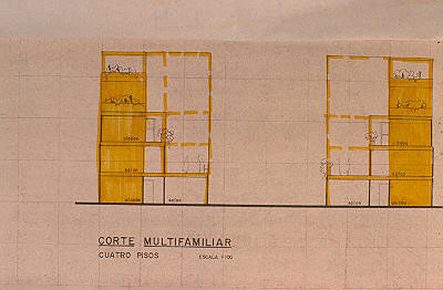  Corte vivienda multifamiliar de cuatro pisos, Ciudad Bachue
CEHAP
Tova Solo 1983
Palabras clave: DESARROLLO PROGRESIVO