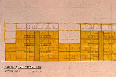 Fachada de vivienda multifamiliar de cuatro pisos, Ciudad Bachue
CEHAP
Tova Solo 1983
Palabras clave: DESARROLLO PROGRESIVO
