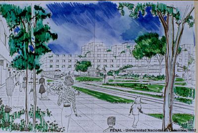Dibujo del Proyecto de Vivienda Ciudad Bachue en Bogota
PEVAL, Tova Solo, 1983
Palabras clave: Vivienda en altura ICT Bogota