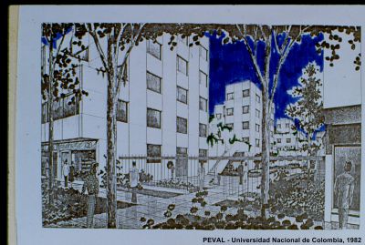 Dibujo del Proyecto de Vivienda Ciudad Bachue en Bogota
PEVAL, Tova Solo, 1983
