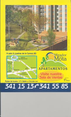 Anuncio publicitario en el que aparecen las zonas comunes, mirador de la Mota 
LUIS FERNANDO GONZALEZ, 2004
Palabras clave: PUBLICIDAD MIRADOR DE LA MOTA