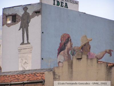  Replica de la pintura Horizontes de Francisco Antonio Cano en edificio de Guayaquil en Plaza de la Luz
Luis Fernando Gonzalez, 2005
Palabras clave: PLAZA DE LA LUZ PARQUES MEDELLIN