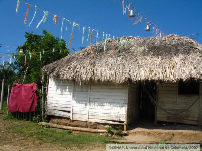 Vivienda tipica de Isla Fuerte en Bolivar construida en paredes de madera y techo de hoja de palma
Senia Salazar, 2007
Palabras clave: VIVIENDA TRADICIONAL ISLA FUERTE BOLIVAR