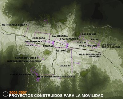 Mapa de proyectos construidos para la movilidad
Alcaldia de Medellin, 2007
Palabras clave: MAPAS MEDELLIN MOVILIDAD VIAS