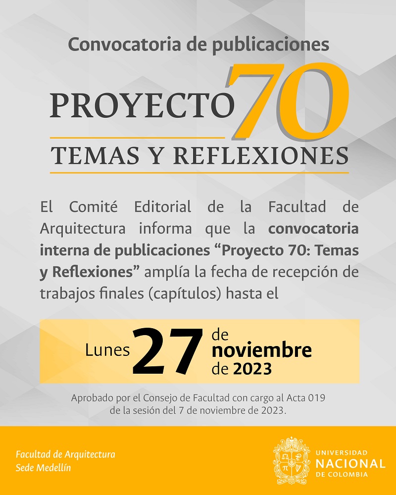 Convocatoria de publicaciones Proyecto 70