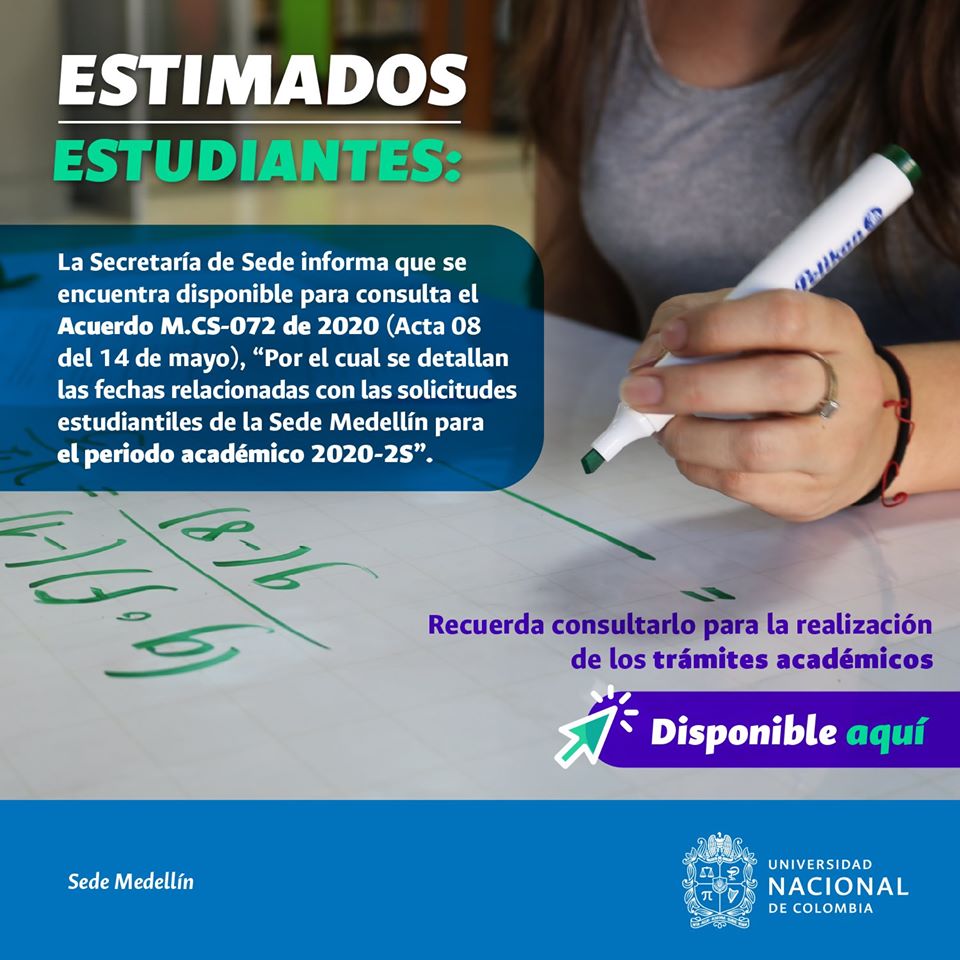 Fechas relacionadas con solicitudes estudiantiles Periodo 2020 2S